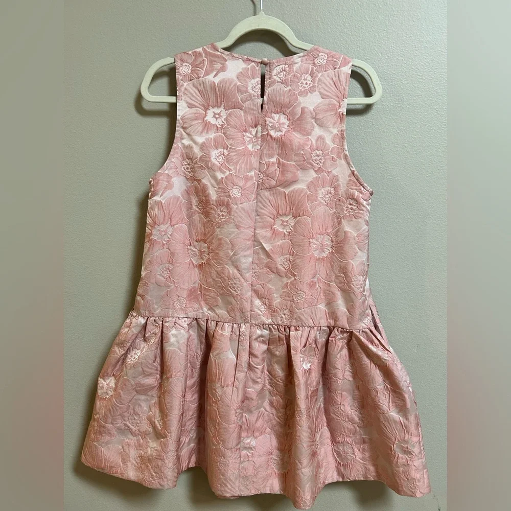 Entro Floral Dress Small Pink Jacquard Fit Flare Lined Sleeveless Boutique - Picture 2 of 12